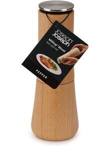 Non-Spill Salt And Pepper Mill Set Refillable With Ceramic Grinding, White/Grey, 24 - Beech Wood - View 6