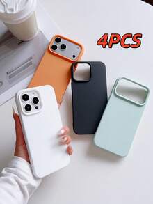 4件組啞光液態矽膠TPU手機殼 1黑色+1白色+1橘色+1淺藍色，適用於 11/11PROMAX/12/12PRO/12PROMAX/13/13PRO/13PROMAX/14/14PRO/14PROMAX/14PLUS/15/15PRO/15PROMAX/15PLUS/16/16pro/16promax/16PLUS/17/17pro/17promax/18PRO/18PROMAX - 彩色 - 查看 4