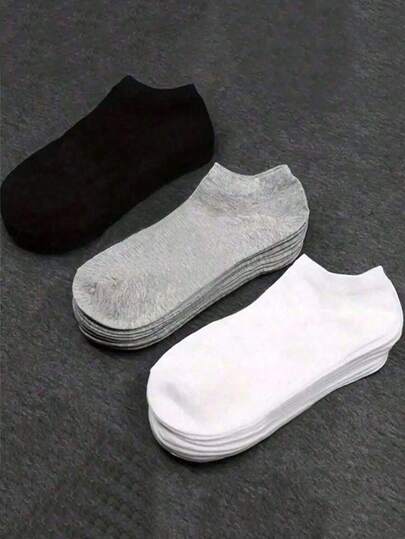 3/9/15 Pairs Minimalist Moisture-Wicking, Antibacterial Low Cut Sports Socks Set, Milk Pattern. Versatile Plain Color Casual No-Show Ankle Socks, Lightweight & Comfortable, Odor Resistant, Non-Slip, Suitable For Everyday, Sports, Home, Casual Wear. Available In Black, Gray, White.