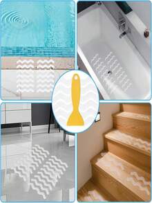 6/12/24pcs Transparent Anti-Slip Striped Stickers, Suitable For Bathtub Floor, Improve Safety, Easy To Apply And Remove, Prevent Slipping, Bathroom Decor, Bathroom Accessories, Anti-Slip Shower Mat Stickers, Home Bathroom Decor For Summer - Multicolor - View 9