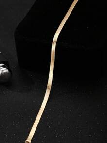 1pc Minimalist Elegant Gold Stainless Steel Anklet, Decorative Accessory Gift For Family & Friends, Summer Vacation Style Anklet - Gold - View 4