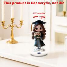 1/2pcs360° Rotating Acrylic Graduation Ornament With Bouquet And"Congratulations"Sign.Suitable For Desks,Bookshelves, Bedrooms - Rotating Ornaments - View 10