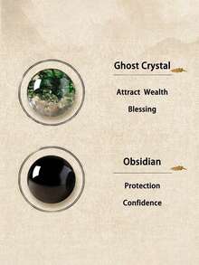 Pulsera de obsidiana negra y fantasma verde, prosperidad y buena fortuna, carrera próspera, joyería espiritual de cristal de energía para mujeres y hombres - Multicolor - Ver 3