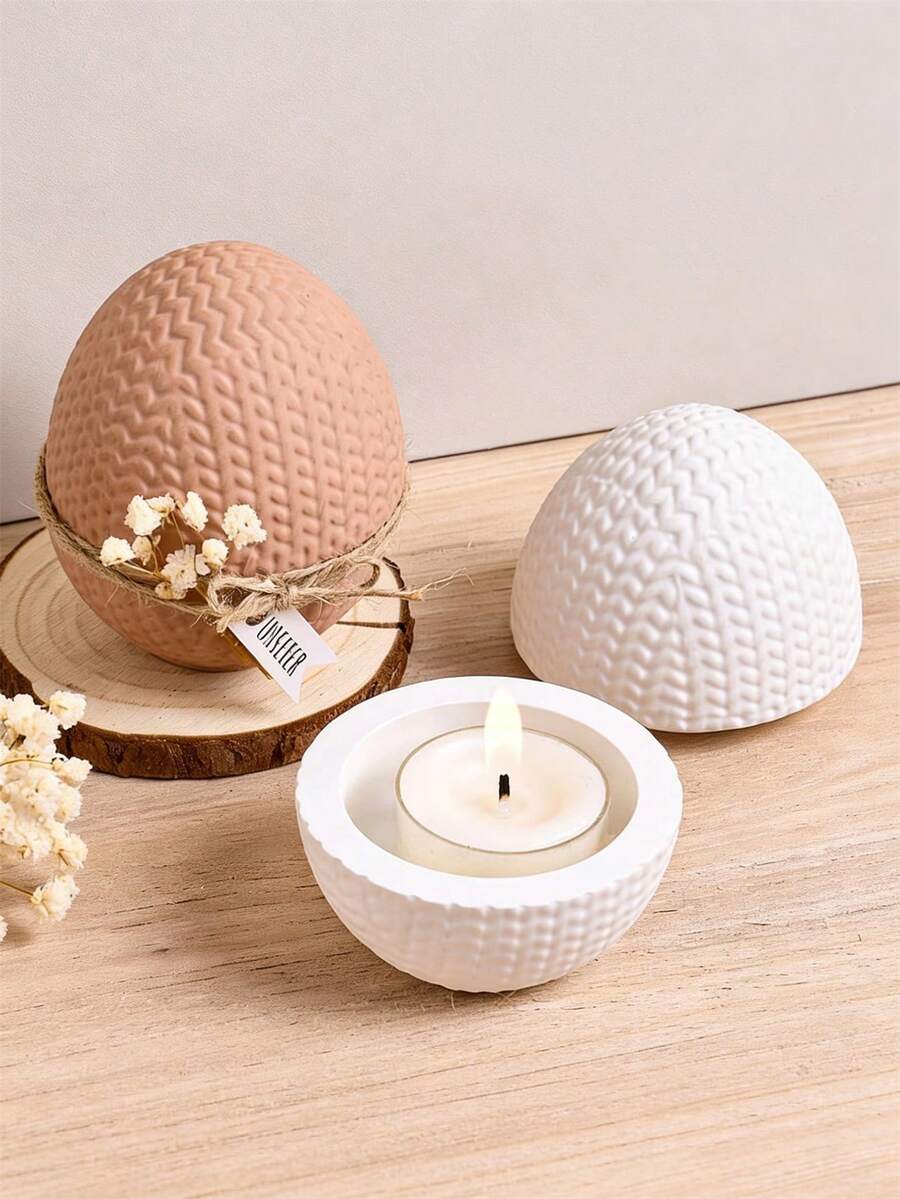 Khuôn silicon hình bầu dục, hình quả trứng, dùng để làm hũ đựng nến bằng xi măng, hộp đựng trứng đan len tự làm, khuôn đúc chậu hoa bằng thạch cao và nhựa. - khuôn silicone trắng - Xem 1