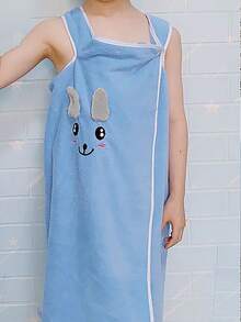 1件可爱卡通儿童浴巾，现代超细纤维卡通动漫女孩浴裙，超紧凑编织浴袍，适合2-8岁儿童 - 彩色 - 查看 7