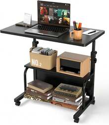 Laptop Desk Adjustable Desk Small Standing Desk Home Office Desks For Small Spaces Portable Desks Table For Bedrooms,Mobile Rolling Computer Work Desks On Wheels - B - View 1