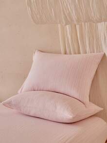 2/3pcs Pink Jacquard Vertical Striped Duvet Cover Set, Minimalist Farmhouse Style Polyester Bedding Set, Soft & Breathable, Machine Washable, Suitable For Bedroom, Guest Room, Dorm, Queen, King (1 Duvet Cover + 1/2 Pillowcase, No Filler) - Pink - View 9