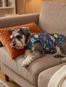 1 pieza Chaleco para mascotas con estampado de exploración espacial, Camiseta sin mangas transpirable con protección solar para perros/gatos, Ropa de verano ligera para mascotas, Adecuado para perros medianos y pequeños, Diseño de moda - Multicolor - Ver 5