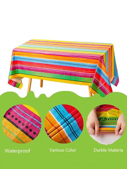 1件墨西哥主题派对桌布，适用于墨西哥玉米卷派对、生日派对和其他墨西哥主题派对，也可用于嘉年华装饰、玉米卷之夜，尺寸为54 x 108英寸，一次性桌布