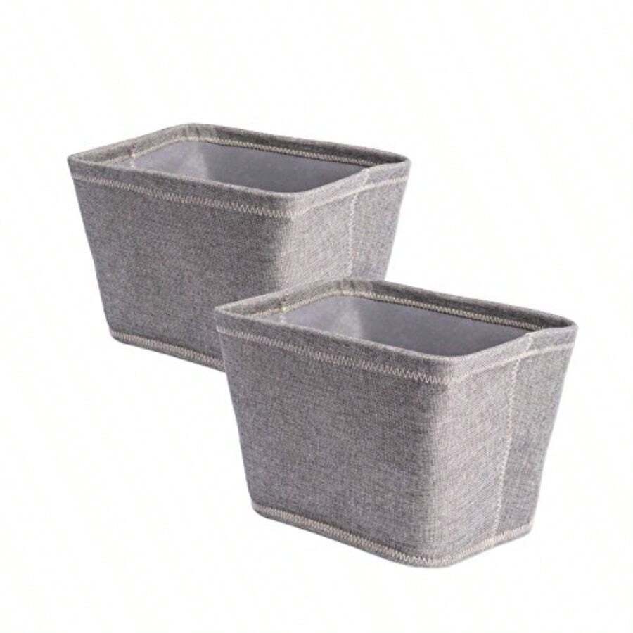 DII Collapsible Polyester Storage Basket or Bins Home Organizer Solution for Home Office Desk Shelf Bedroom and Closet Set of 2 Small Baskets - 12x10x8" - Gray - Gris - Ver 1