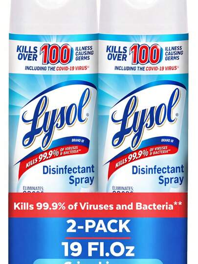  Lysol Spray, Household Essential Cleaning Supplies, Multi-Purpose Room Spray, Antibacterial Sanitizer Spray, Upholstery Deodorizer, Home And Bathroom, Crisp Linen,19 Fl Oz (Pack Of 2)