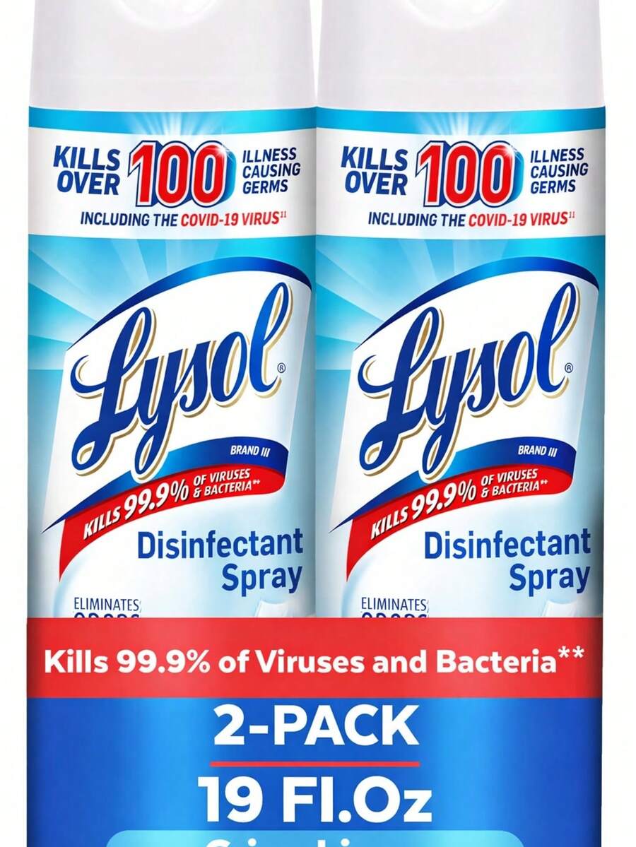 Lysol Spray, Household Essential Cleaning Supplies, Multi-Purpose Room Spray, Antibacterial Sanitizer Spray, Upholstery Deodorizer, Home And Bathroom, Crisp Linen,19 Fl Oz (Pack Of 2) - 液體 - 查看 1