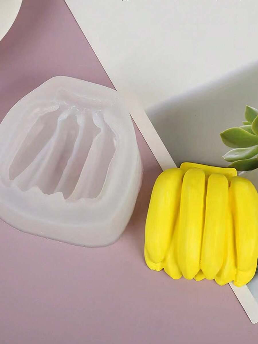 创意香蕉造型蜡烛和肥皂模具，DIY手工水果硅胶模具 - 白色 - 查看 1