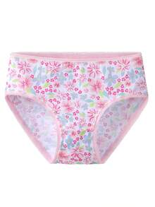 6pcs/Pack Young Girl' Ditsy Floral & Heart Print Comfortable Cotton Briefs, Assorted Styles For Toddlers & Little Children - Pink - View 8