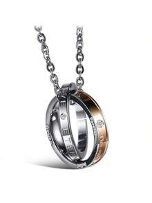 1 Bộ nhẫn và dây chuyền khắc tên cá nhân, Dây chuyền đôi, Dây chuyền cưới, Khắc tên theo yêu cầu, Dây chuyền cặp đôi, Dây chuyền nhẫn, Dây chuyền thông điệp ẩn, Quà tặng kỷ niệm, Quà tặng ngày Valentine - Nhiều màu - Xem 5