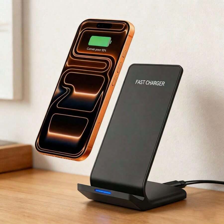 20W Fast Wireless Charging Station Compatible With IPhone 17/16/15/14/13/12/11/XR/XS/8 & Phone Wireless Charger Stand Holder Compatible With Samsung Galaxy S26/S25/S24/S23/S22/S21/S20/S10/S9/Note 20 Ultra/10/9 - Black - View 1