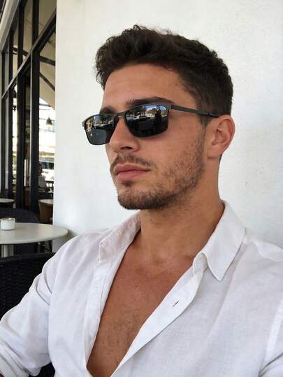 Polarized Sunglasses Men Retro Rectangular Metal Fashion Glasses Business Casual Classic Outdoor Sports Cycling Glasses Travel Beach Holiday Driving Fishing Summer UV Protection Sunglasses