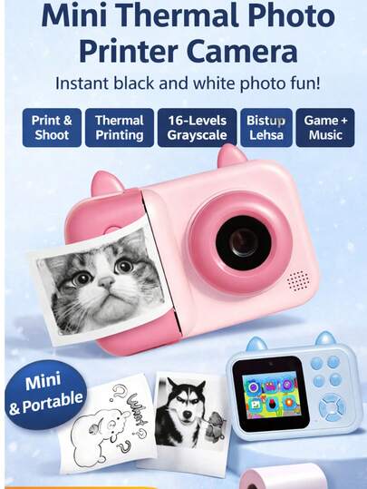كاميرا رقمية تصوير فوتوغرافي طباعة فورية للصور 1080 بكسل HD مسجل فيديو طابعة حرارية صغيرة هدايا تعليمية لعيد الميلاد