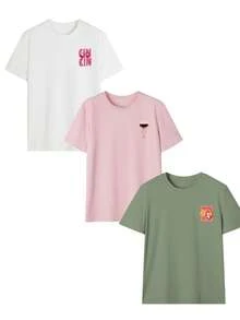 3件套鸡尾酒图案标准女士浓缩咖啡马提尼图案T恤 - 彩色 - 查看 4