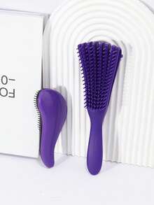 2件套卷发造型梳套装 - 8齿干湿两用卷发梳，头皮按摩梳，耐用ABS手柄，适合所有发质 - 彩色 - 查看 2