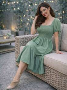 VESTIDO LARGO TIPO CAMPESINO CON MANGA MOD. ALY - Light Green - Ver 3