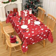 Rectangular Waterproof Christmas Tablecloth - Deer And Tree Design - Durable Polyester - Perfect For Parties, Home And Outdoors - Festive Table Decoration - 60x120/60x102 Inches - White 54*79" - View 3