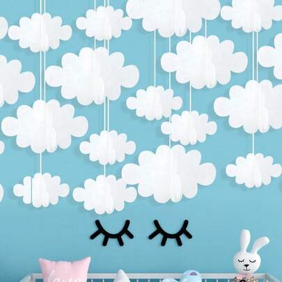 32pcs/16set Felt Cloud Hanging Decorations,3D Hanging Cloud Decoration,Baby Shower Party Hanging Ornaments,Boy/Girl Room Decoration,Ceiling Pendant,Ornaments,Bedroom Decor, Art Stage Decoration,Baby Room Decor,Nursery Decor,Baby Shower Supplies,Gender Reveal Party Decor, Birthday Party Decorations,Daily Home Decor,Baby Shower Gift,Nursery Room Decor,Baby Shower Gift