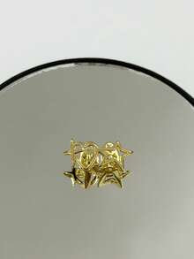 1件亮面镂空星形和心形独特嘻哈牙齿饰品，男女皆宜，适合派对、音乐节、节日等场合的配饰 - 彩色 - 查看 5