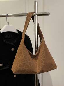 New Casual Versatile Textured Tote Bag, Women Large Capacity Fashion Elegant Leopard Print Shoulder Bag - Multicolor - View 14