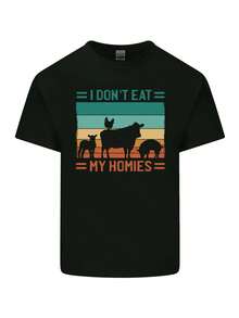 I Dont Eat My Homies Funny Vegan Vegetarian Mens Cotton T-Shirt Tee Top - màu đen - Xem 1