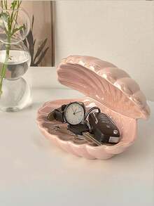 Ceramic Shell-Shaped Jewelry Storage Tray, Shell-Shaped Jewelry Dish Stand, Small Ceramic Item Dish, Shell-Shaped Jewelry Storage Dish, Ring Tray, Key Bowl, Decorative Jewelry Dish, Cute Room Decoration Jewelry Storage, Suitable For Storing Rings, Earrings, Necklaces, Bracelets, Cute Shell-Shaped Jewelry Dish, Suitable For Bedroom, Bathroom, Entrance Key Dish And Other Scenes. - Multicolor - View 5