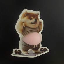 3D Sticker 1pc/2pcs/5pcs Creative Fried Chicken, Corgi, Puppy Belly Stickers, Cute Decorative Stickers - Grey - View 2