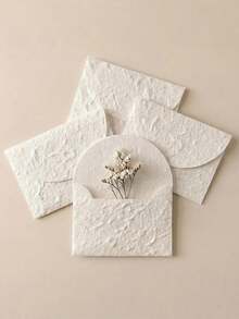 5/10pcs Handmade Small White Textured Envelopes, Suitable For Wedding Invitations, Greeting Cards, Crafts, Holiday Notes And Thank You Cards - Textured Envelopes - View 6