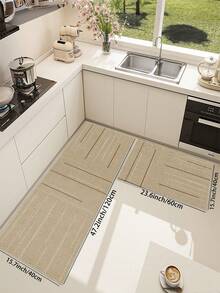 Beige Minimalist Style Printed Kitchen Rug, Suitable For Kitchen, Living Room, Anti-Slip Bathroom Mat, Bedroom, Indoor/Outdoor, Office, Lobby, Doormat, Area Rug, Holiday Decor, Hallway, Study And Gaming Area - Camel - View 4