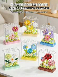 Bộ bó hoa dành cho người lớn unisex, đồ chơi lắp ráp hoa mini, đồ chơi cây mọng nước, chậu và bình hoa, đồ chơi sưu tập cây cảnh, cây trồng trong chậu sáng tạo, đồ chơi lắp ráp sáng tạo, bao gồm Starlight Wish, Crimson Eternal, Water Flower Shadow, Cactus Dream, Fairy Grace, Chrysanthemum Breeze và 6 loại hoa khác. - Nhiều màu - Xem 2