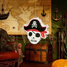 4pcs/Set Pirate Head Shaped Piñata, Ocean Themed Piñata, Suitable For Birthday Party, Party Decoration, Fun Decoration, Photo Prop, Includes Bat & Blindfold, Confetti - View 2