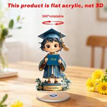 1/2pcs360° Rotating Acrylic Graduation Ornament With Bouquet And"Congratulations"Sign.Suitable For Desks,Bookshelves, Bedrooms - Rotating Ornaments - View 3
