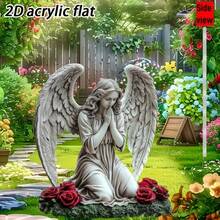 1 peça 2D plana, linda rosa em acrílico para decoração de jardim de fadas, 0,3 cm de espessura, artesanato para decoração de jardim, arte para gramado externo, decoração de feriado, pequeno presente - A - Ver 6