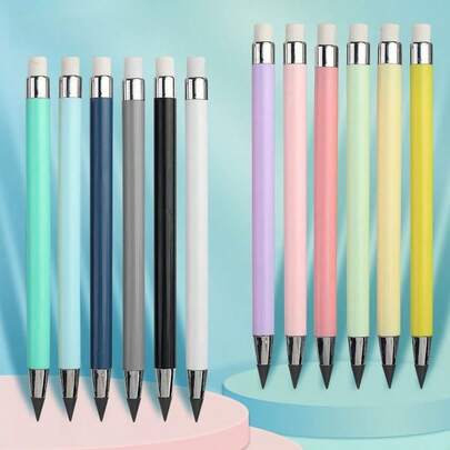 1/3/6pcs Everlasting Pencils, No Need To Sharpen, Endless Writing, Has Its Own Rubber, Suitable For Schools And Offices, Macaron Colors, Random Styles, Creative Design Back To School