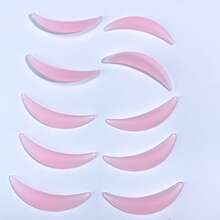 Libeauty 5对装柔软粉色硅胶下睫毛夹垫 | 可重复使用的月牙形睫毛夹垫 | 可爱粉色美妆工具，适合家庭DIY和沙龙使用 - 彩色 - 查看 10