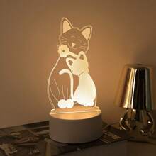 1 chiếc đèn ngủ LED hình mèo ôm 3D hiện đại, chạy bằng nguồn USB, có công tắc điều khiển, thích hợp cho phòng ngủ, văn phòng và nhiều loại phòng khác - Đèn quà tặng sáng tạo - Màu vàng - Xem 3