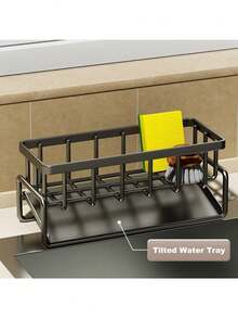 1pc Stainless Steel Kitchen Sink Organizer Rack With Sponge Holder, Soap Dish, Cloth Hook, 2026 New Kitchen Sink Basket, Sink Storage Basket, Sink Basket Organizer - Multicolor - View 3