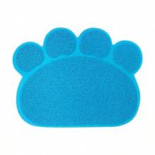 1pc PVC Anti-Slip Pet Cat Litter Mat, Paw Print Design, Dual Use As Litter Box Mat & Feeding Mat - Multicolor - View 7