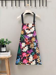 Fashionable Waterproof Apron, Fresh Floral Pattern, Oil-Proof Kitchen Household, Neck-Tied - Multicolor - View 2