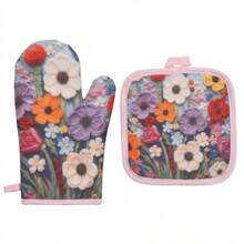 2pcs/Set Heat Resistant Oven Gloves & Pot Holders, Heatproof Baking Gloves For Microwave, Kitchen, Bakery, Dining Room - Mauve Purple - View 7