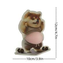 3D Sticker 1pc/2pcs/5pcs Creative Fried Chicken, Corgi, Puppy Belly Stickers, Cute Decorative Stickers - Grey - View 3