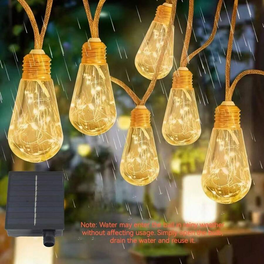 1 件 8 种模式太阳能复古麻绳灯串，庭院花园露营装饰，4 米 10LED 或 6 米 16LED - 暖光 - 查看 1