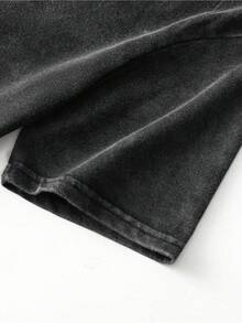 Hellstars Future Flame Retro Washed Print Round Neck Short Sleeve T-Shirt, 230g 100% Cotton T-Shirt, Summer Clothes, Men's Tops, Casual And Comfortable, Fashionable Graphic Tee, Unisex Style - Black - View 6