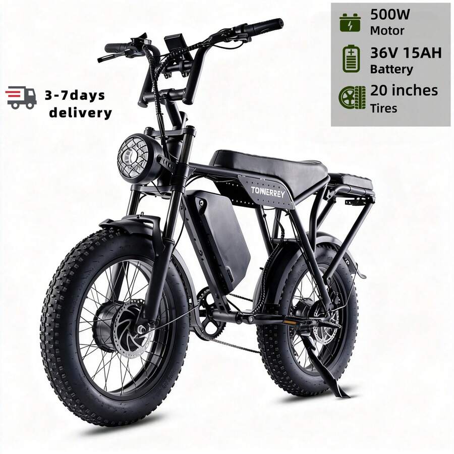 Adult Electric Bicycle, 36V 15AH Battery, 500W Motor (Peak 1100W), Top Speed 45 Km/H, Range 50 Km/100 Km, 20-Inch * 4.0 Wide Tires. - Hệ thống truyền động kép cộng thêm - Xem 1