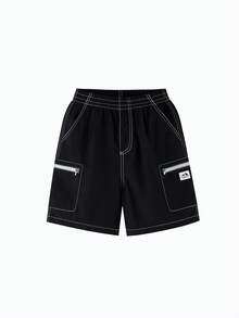 Annil 【酷炫工装风短裤】男女童夏季新款：亲肤舒适，耐穿宽松，适合运动和休闲穿着 - 黑色 - 查看 3